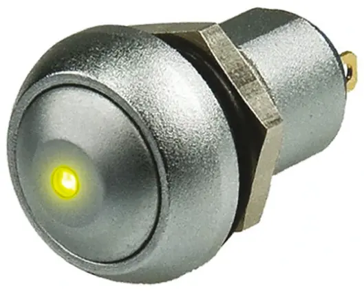 Produktfoto 1 von APEM IP Druckschalter Gelb Beleuchtet Rastend Panel Ø 12.9 mm, SPST / 5 A 24 V dc 125 V ac, IP40