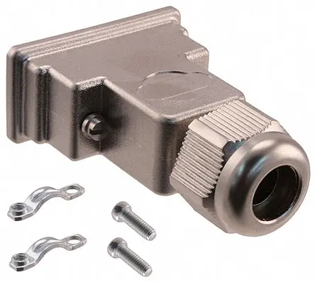 Produktfoto 1 von HARTING D-Sub Waterproof D-Sub-Gehäuse Gerade, 9-polig, D: D-Sub-Gehäuse Zugentlastung, Silber, Größe E, aus Polymer
