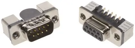 Produktfoto 1 von HARTING 0955 D-Sub-Steckverbinder DS-1 gewinkelt, 9-polig 2.76 mm Raster, Oberfläche, mit 4 bis 40 UNC Schraubverschluss