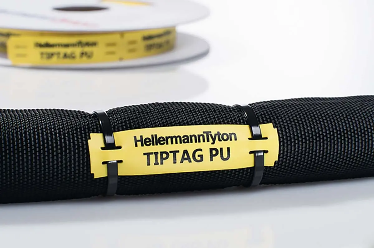 Produktfoto 1 von HellermannTyton Kabeletiketten B. 100 mm für TT4000+, TT430 125 Per Pack auf Gelb 100 mm Gelb Polyurethan
