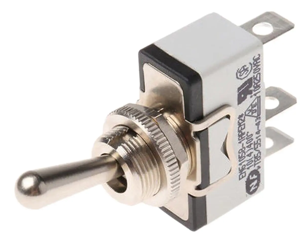 Produktfoto 1 von APEM Panel Kippschalter SPST, Ein-Aus-Ein, 24 V dc, 250 V ac, 5A, Lötöse