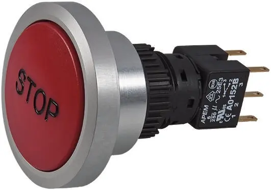 Produktfoto 1 von APEM A9 Druckschalter Blau Tastend Panel Ø 30 mm, 2-poliger Umschalter / 6 A 12 V dc, IP65