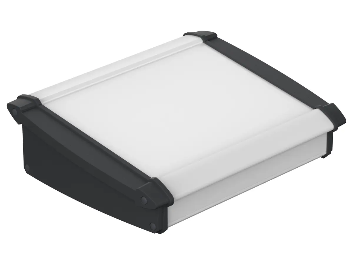 Produktfoto 1 von Bopla Alu-Topline Aluminium, ABS Pultgehäuse Geneigte Front, Natur, Schwarz, 200 mm 68.2 mm, 181.2 mm, 715 g