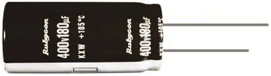 Produktfoto 1 von Rubycon KXW, THT Aluminium-Elektrolyt Kondensator 180μF ±20% / 400V dc, Ø 18mm x 40mm, bis 105°C