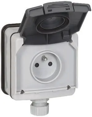 Produktfoto 1 von Legrand Plexo66 Steckdose Französisch Beide Polycarbonat Grau / 16A
