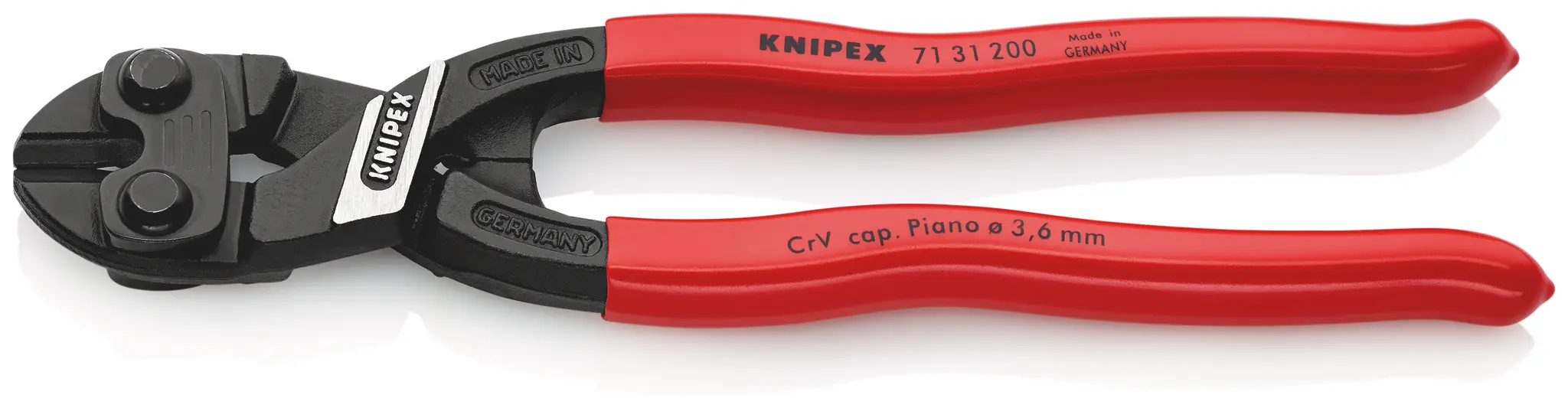 Produktfoto 1 von Knipex Kompakter Bolzenschneider, Kunststoff, Kunststoff 200 mm Chrom Vanadium Stahl, Schneidkraft → 6 mm