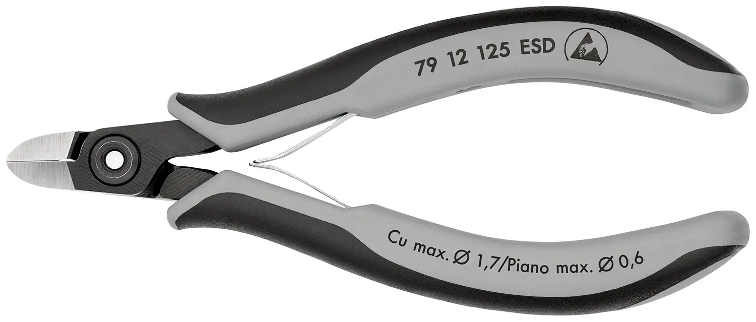 Produktfoto 1 von Knipex Knipex ESD-Sicherheit Mit abgeflachter Kante Seitenschneider 125 mm / Backen 10mm, Schneidleistung 1.7 mm