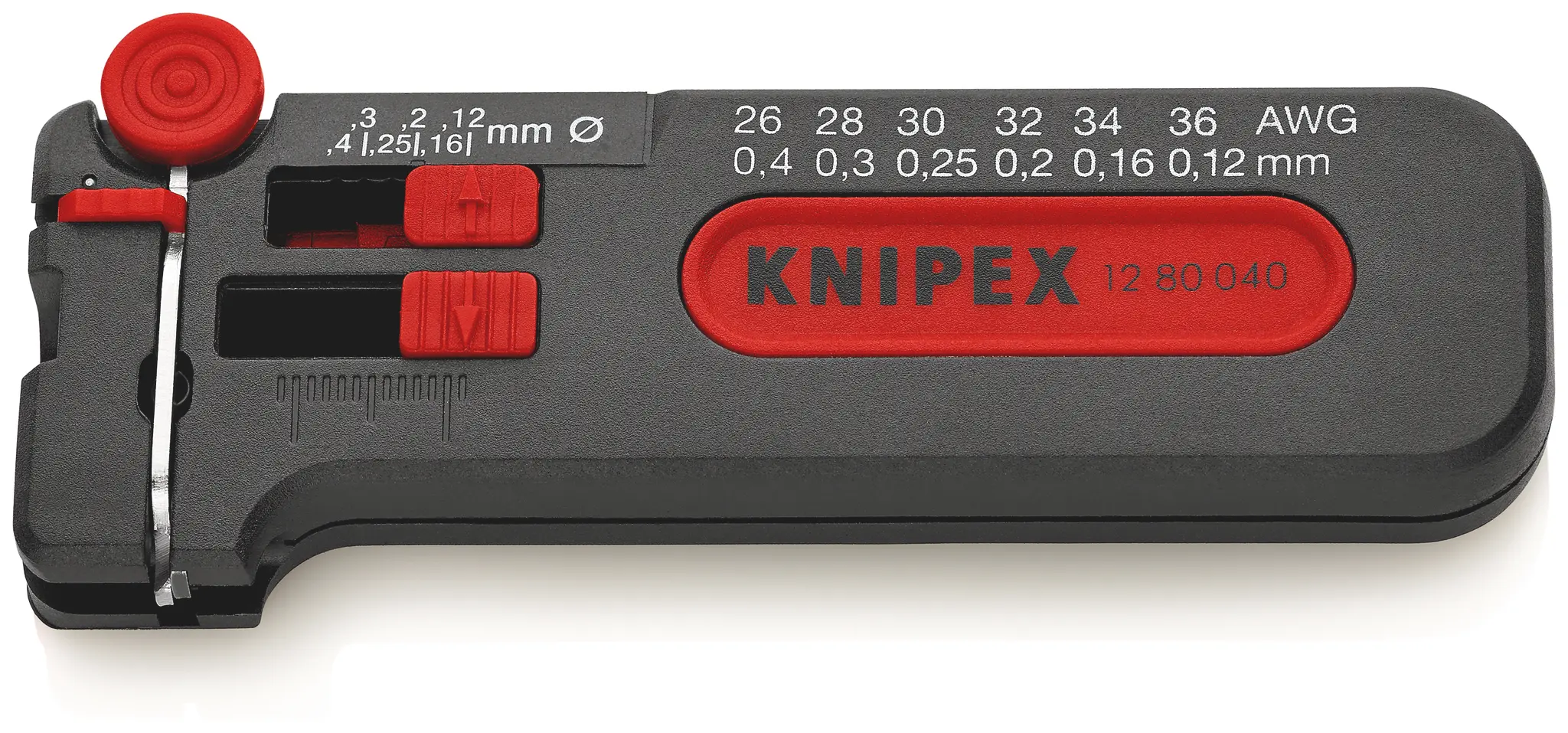 Produktfoto 1 von Knipex 12 80 040 Mini-Abisolierzange, Dünne Leiter 0.12 to 0.4 mm², 100 mm