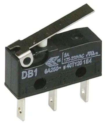 Produktfoto 1 von ZF Mikroschalter Kurzer Hebel-Betätiger Flachstecker, 6 A @ 250 V AC, SPDT 0,59 N -40°C - +120°C