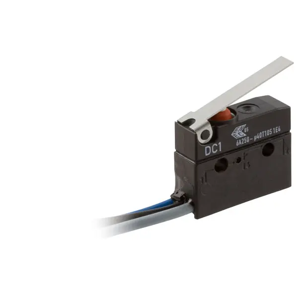 Produktfoto 1 von ZF Mikroschalter Kurzer Hebel-Betätiger Vorverdrahtet, 1-poliger Umschalter, 250 V ac, 6A IP6K7 0.78N -40 °C - 105 °C