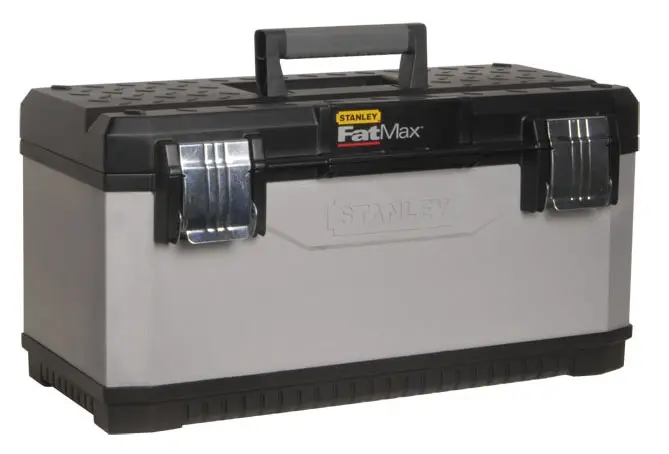 Produktfoto 1 von Stanley Kunststoff Werkzeugbox Fatmax Grün, Grau, L. 662 mm B. 293 mm H. 295 mm, Register, Vorhängeschloss
