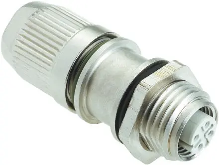 Produktfoto 1 von HARTING HARAX M12 DIN-Buchse Gerade 4-polig, 50 V 4A IP65, IP40 Kabel, Schraubbefestigung Stecker