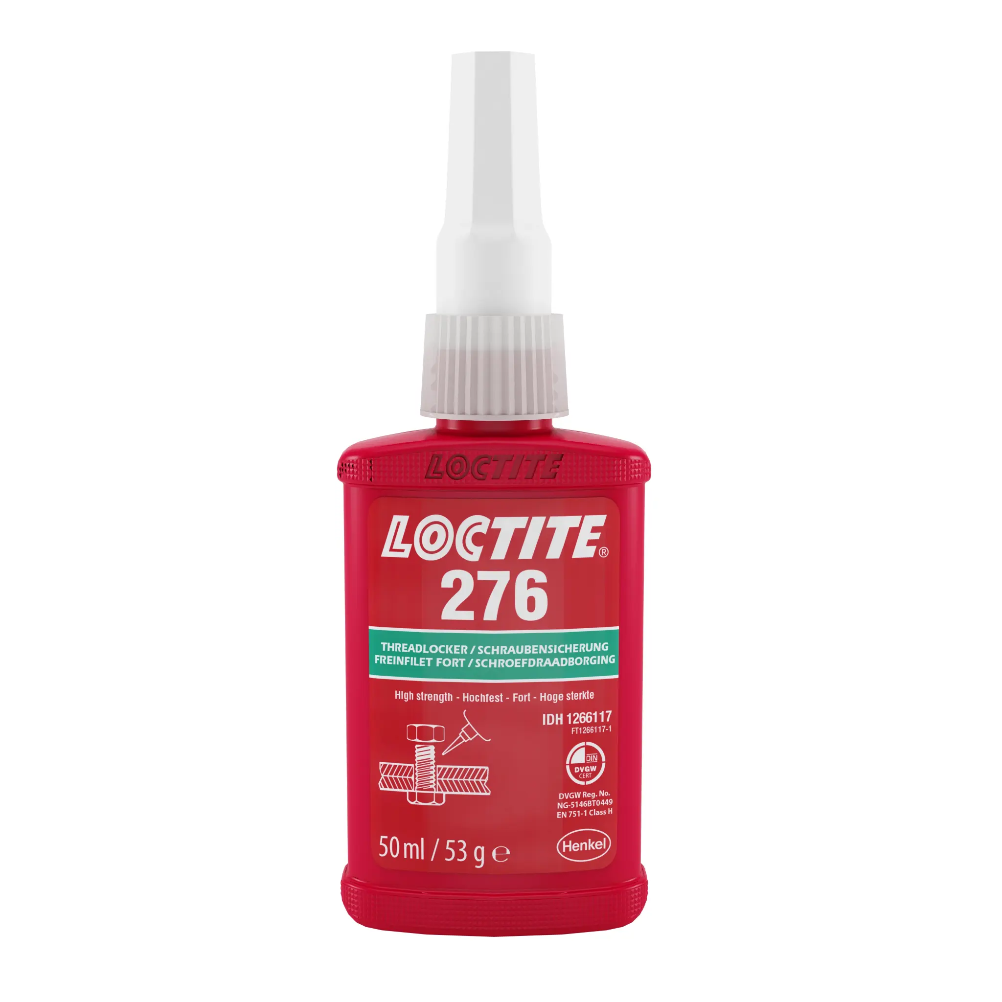 Produktfoto 1 von Loctite 276 Schraubensicherungsklebstoff Flüssig Grün, Flasche 50 ml, Hochfest aushärtend in 24 h aushärtend in 3 min