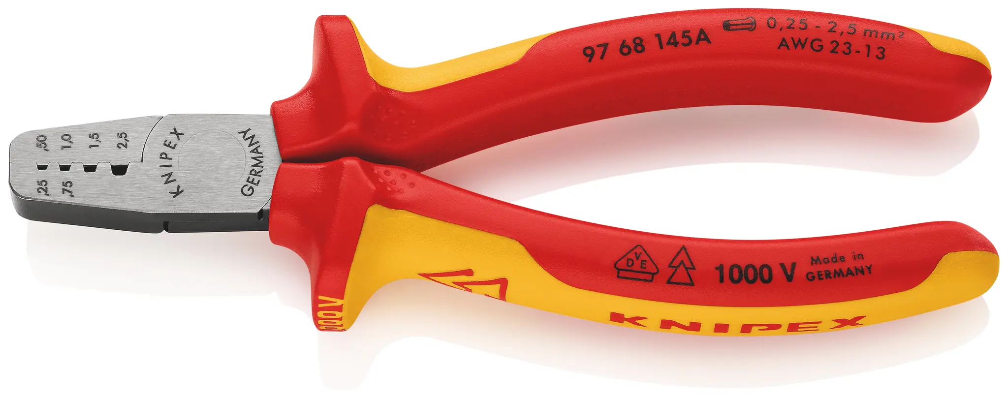 Produktfoto 1 von Knipex Crimp-Werkzeug für Aderendhülsen, 145 mm