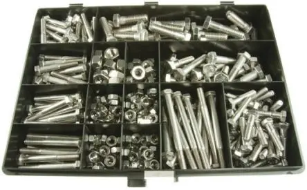 Produktfoto 1 von RS PRO Edelstahl Sechskant Schrauben/Bolzen und Muttern-Sortiment Sechskant x 100 mm x 35 mm, 395 Stück