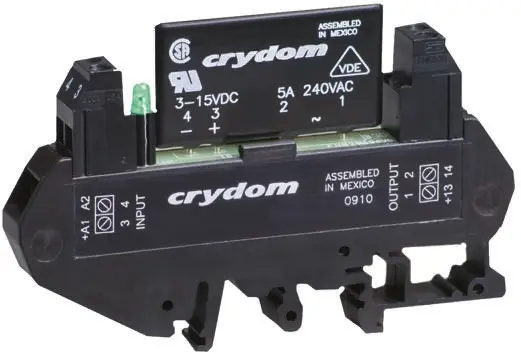 Produktfoto 1 von Sensata Crydom DRA1-CX Halbleiter-Interfacerelais, 5 A Effektivwert max., DIN-Schienen 90 Vac min. 280 V max. / 140 V