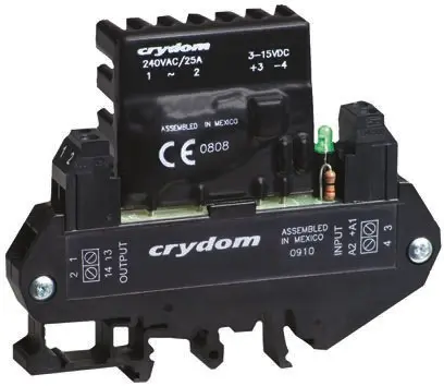 Produktfoto 1 von Sensata / Crydom Halbleiter-Interfacerelais, 10 A Effektivwert max., DIN-Schienen 4 Vdc min. 530 Vac max. / 15 Vdc max.