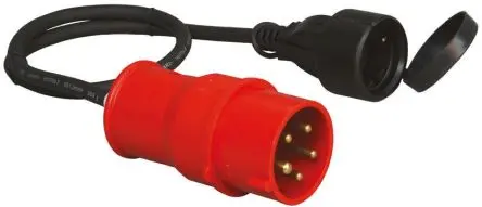 Produktfoto 1 von Kopp Industrieller Stromversorgungssteckverbinder-Adapter Schwarz 5P, 400V Gerade IP44 16A