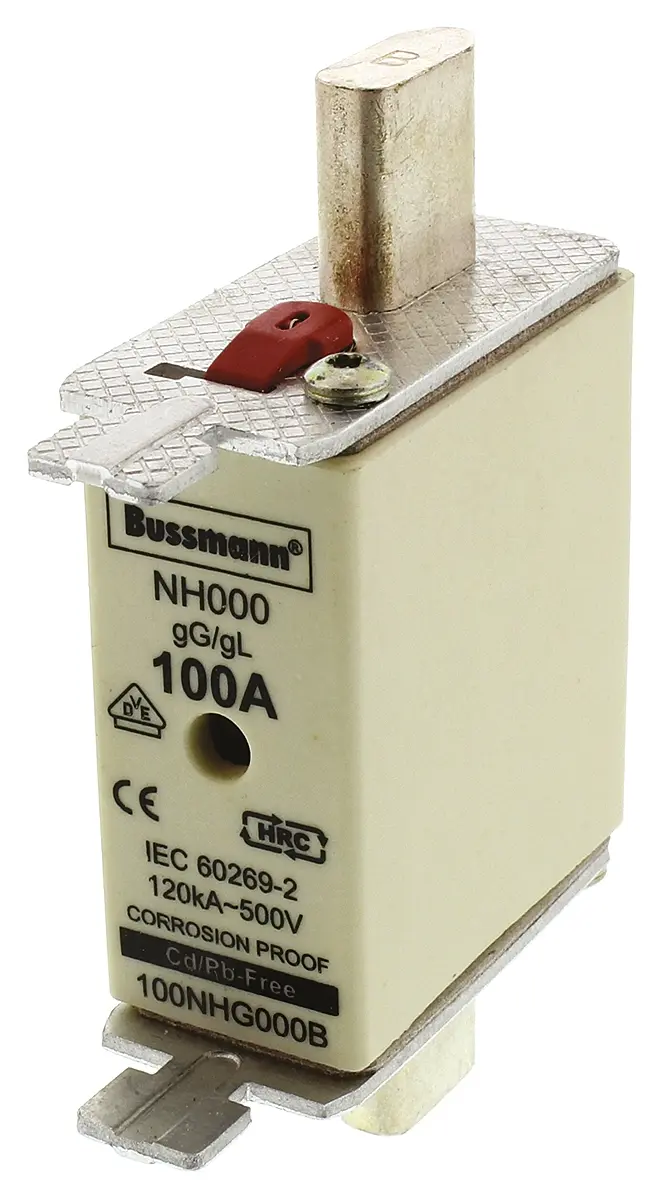 Produktfoto 1 von Eaton Bussmann Sicherungseinsatz NH000, 500V ac / 100A, gG - gL DIN 43620-1, DIN 43620-3, IEC 60269, VDE 0636