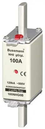 Produktfoto 1 von Eaton Bussmann Sicherungseinsatz NH0, 500V ac / 100A, gG - gL DIN 43620-1, DIN 43620-3, IEC 60269, VDE 0636