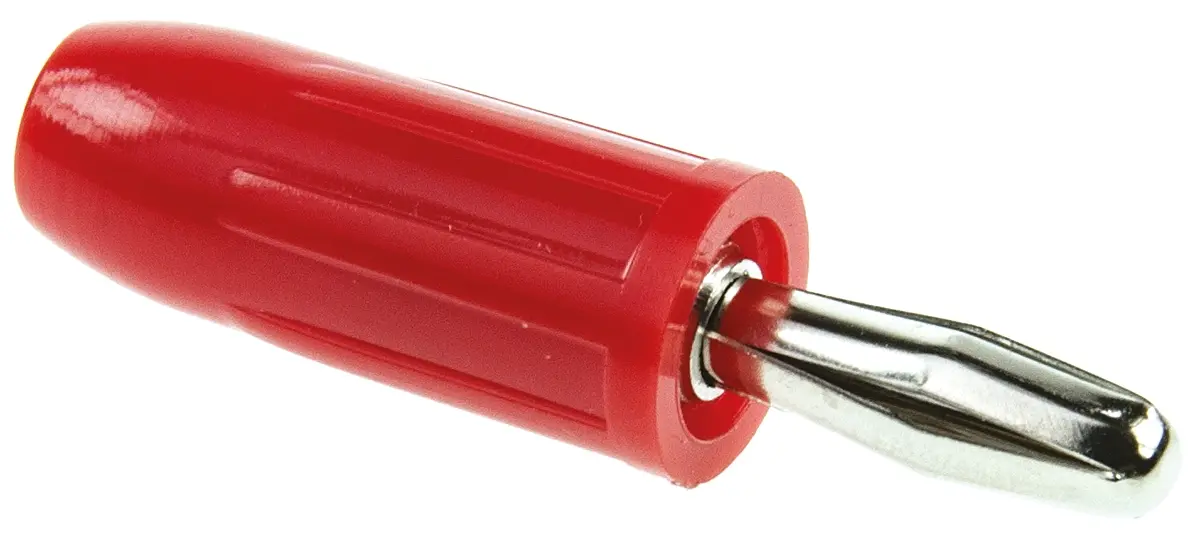 Produktfoto 1 von Mueller Electric 4 mm Stecker Rot Bananenstecker, Kontakt Nickel Steckbar