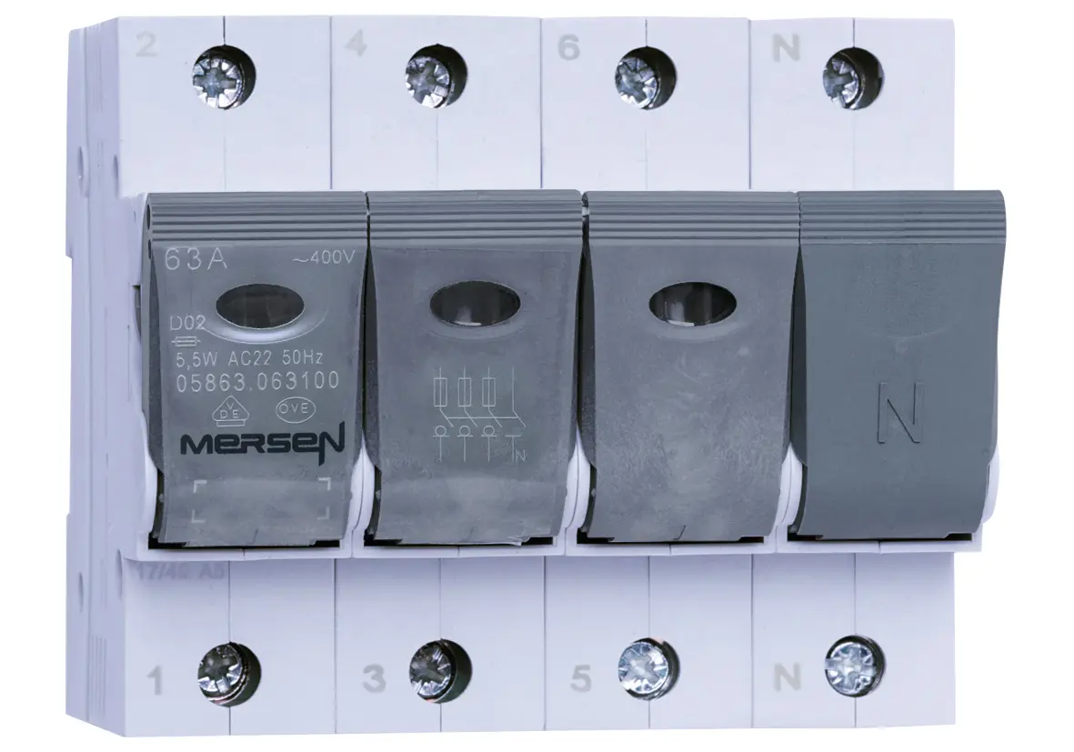 Produktfoto 1 von Mersen D-Sicherungshalter E 63A D01 400V ac 3-polig