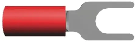 Produktfoto 1 von TE Connectivity PLASTI-GRIP Rot Isoliert Gabelkabelschuh B. 6.4mm, M4 22 AWG 16 AWG