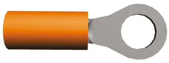 Produktfoto 1 von TE Connectivity Ringkabelschuh, Isoliert 18 AWG, Polytetrafluorethylen, Orange, 16 AWG max.AWG, aussen ø 7.92 mm, innen