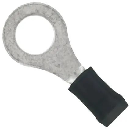 Produktfoto 1 von TE Connectivity PIDG Ringkabelschuh, Isoliert 24 AWG, Nylon, Schwarz, 22 AWG max.AWG, aussen ø 7.14 mm, innen ø 3.02 mm,