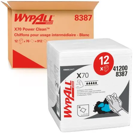 Produktfoto 1 von WYPALL WypAll® X70 Power Clean™ 8387 Lappen für Industrielle Reinigung Rahmenklemme Trocken 76 pro Paket Stk. Weiß, 305