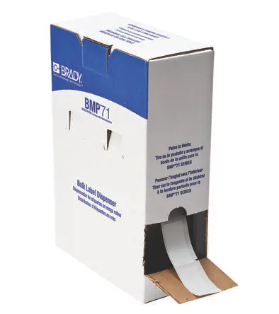 Produktfoto 1 von Brady Kabeletiketten B. 25.4 mm für BMP61, BMP71 1000 Per Pack auf Weiß 63.5 mm Beschichtet Vinyl selbstlaminierend