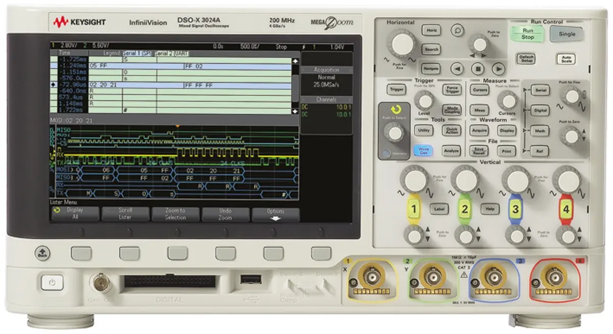 Produktfoto 1 von Keysight InfiniiVision 3000A X DSOX3024A Speicher Tisch Oszilloskop 4-Kanal Analog 200MHz USB