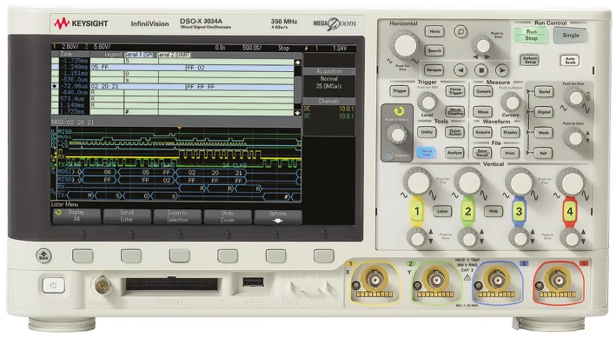 Produktfoto 1 von Keysight InfiniiVision 3000A X DSOX3034A Speicher Tisch Oszilloskop 4-Kanal Analog 350MHz USB