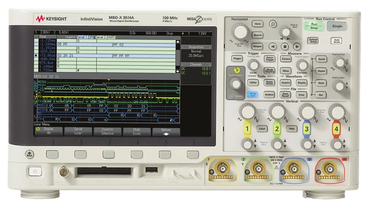 Produktfoto 1 von Keysight InfiniiVision 3000A X MSOX3024A Mixed-Signal Tisch Oszilloskop 4-Kanal Analog / 16 Digital 200MHz USB