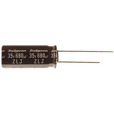 Produktfoto 1 von Rubycon ZLJ, THT Aluminium-Elektrolyt Kondensator 820μF ±20% / 100V dc, Ø 18mm x 40mm, bis 105°C