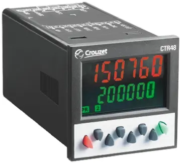 Produktfoto 1 von Crouzet CTR48 LCD Zählrichtung, Phase, Aufwärts Zähler Manuell, Signal 6-stellig Stunden max. 40kHz 30 Vdc -999999
