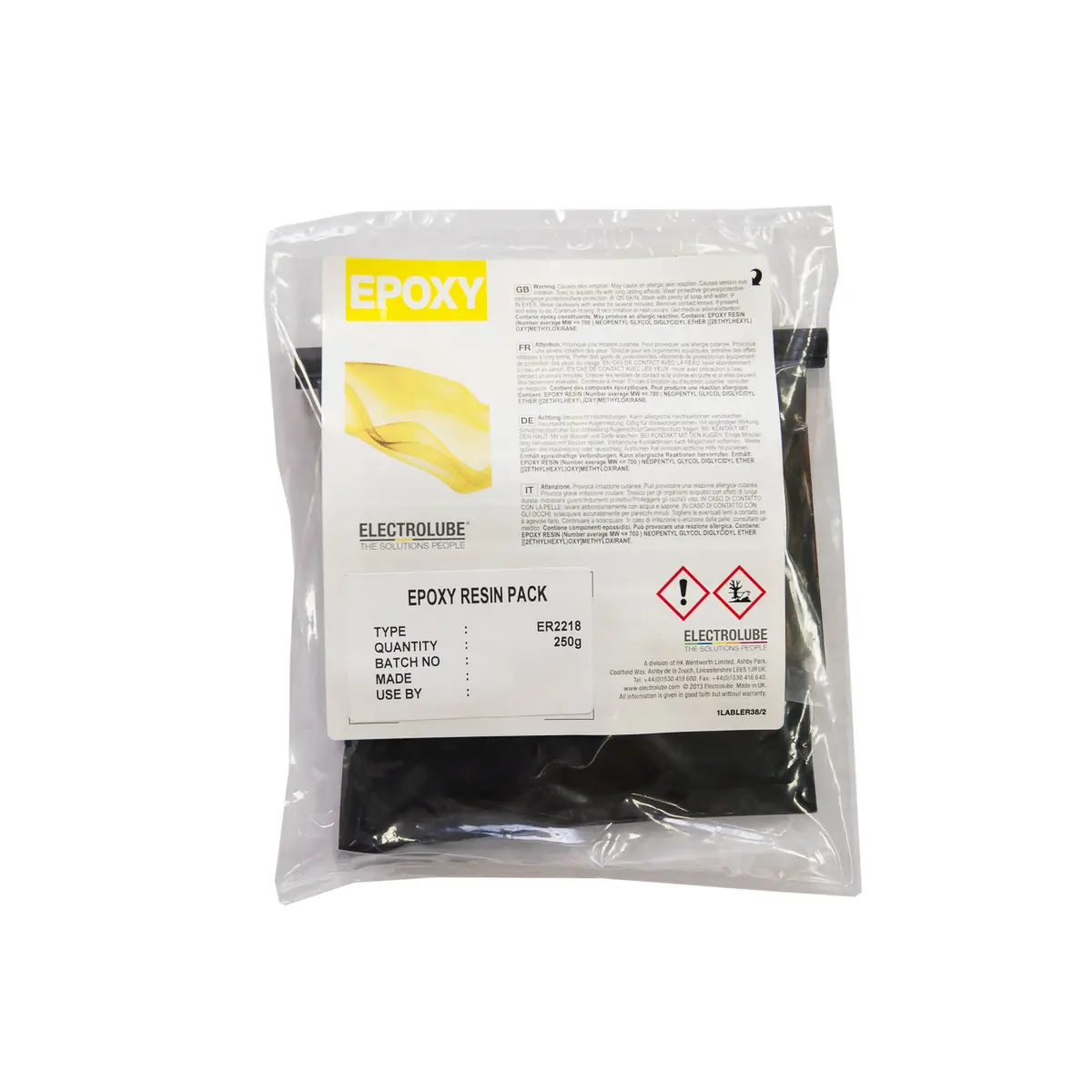 Produktfoto 1 von Electrolube ER2218 Vergussmasse, Aushärtung 24 h 250 g Shore D55, Shore A90 Schwarz