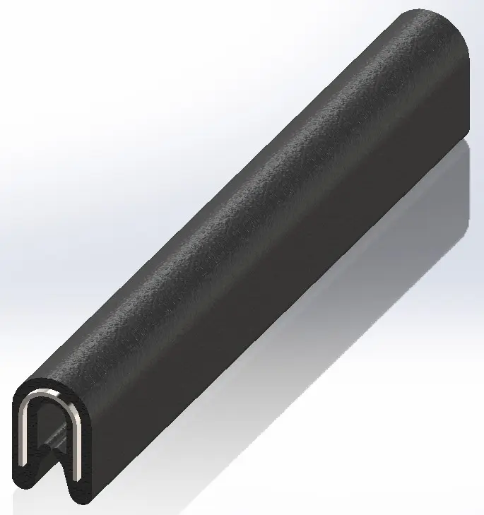 Produktfoto 1 von RS PRO Kantenschutz, Kantenschutz, Polyvinylchlorid, Schwarz, B. 5.6 mm, H. 8.5 mm, L. 20 m