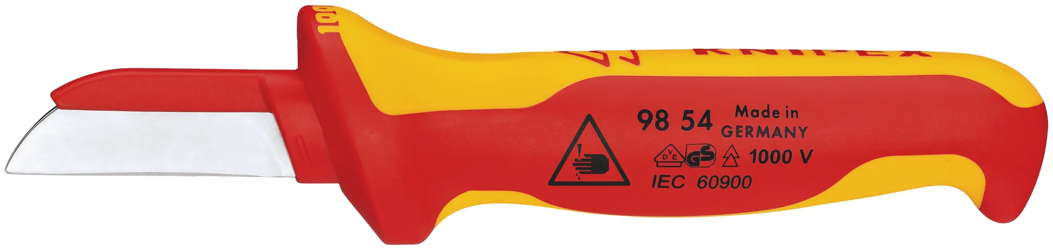 Produktfoto 1 von Knipex VDE 1000V zugelassen Kabelmesser Isolierender Mehrkomponentengriff 190 mm, Klinge 50 mm Spezialwerkzeugstahl