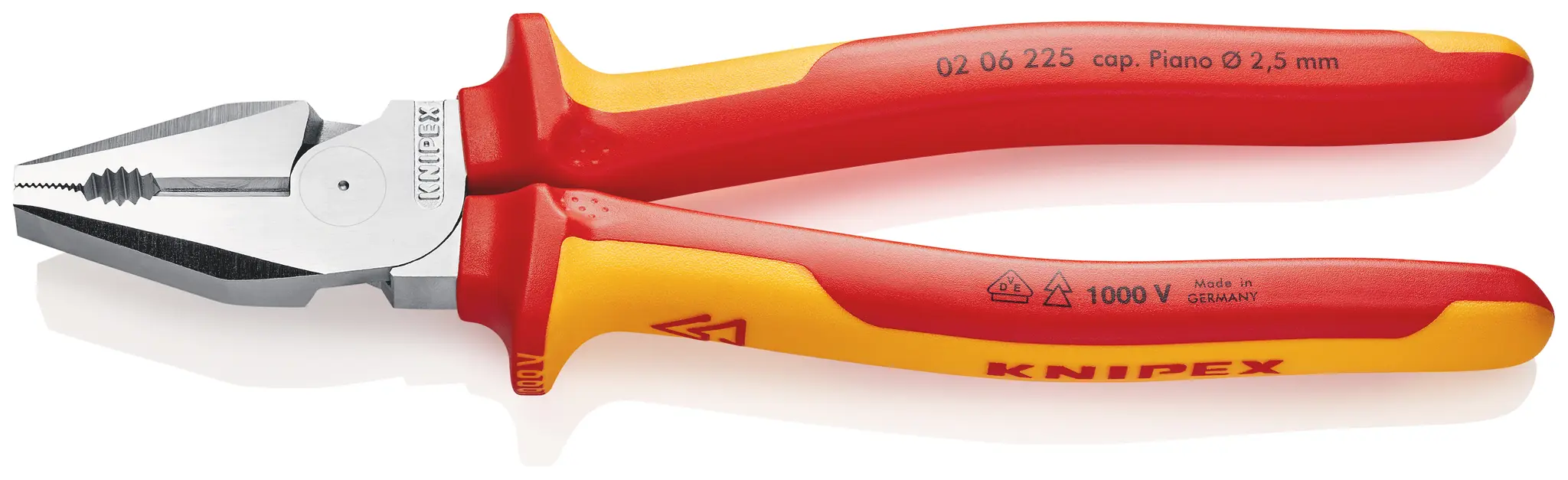 Produktfoto 1 von Knipex Rundzange Schneidkraft → Hard Wire: 3 mm Piano Wire: 2, 5 mm Stranded Wire: 14 mm 225 mm VDE 1000V zugelassen