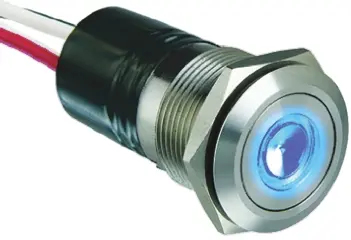 Produktfoto 1 von Bulgin MPI001 Druckschalter Blau Beleuchtet Tastend Panel Ø 19.2 mm, SPST / 50 mA 24 V dc, IP66