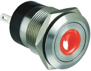 Produktfoto 1 von Bulgin MPI001 Druckschalter Rot Beleuchtet Tastend Panel Ø 19.2 mm, SPST / 50mA 24 V dc, IP66