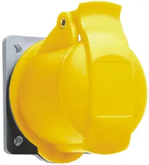 Produktfoto 1 von Amphenol Industrial Easy & Safe Leistungssteckverbinder Gelb, 110V 2P+PE / 16A, Panel IP44