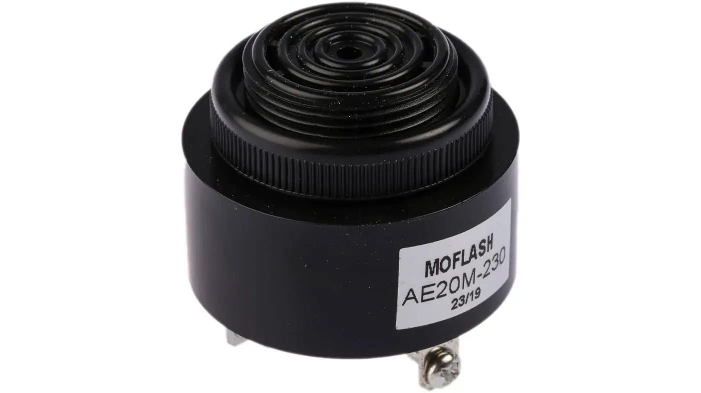 Produktfoto 1 von Moflash AE20M Akustischer Warnmelder IP55 230 V -Ton 95dB Schwarz, Ø 43 mm