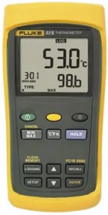 Produktfoto 1 von Fluke Digital Thermometer, 53 II, , bis +1767°C ±0,05 % max, Messelement Typ E, J, K, N, R, S, T
