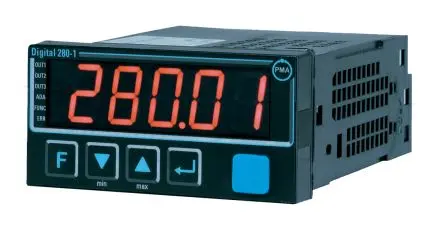 Produktfoto 1 von P.M.A BluePort Temperaturanzeige Panel 4, 3 x Relais Ausgang/ Thermoelement, Typ K Eingang 260V
