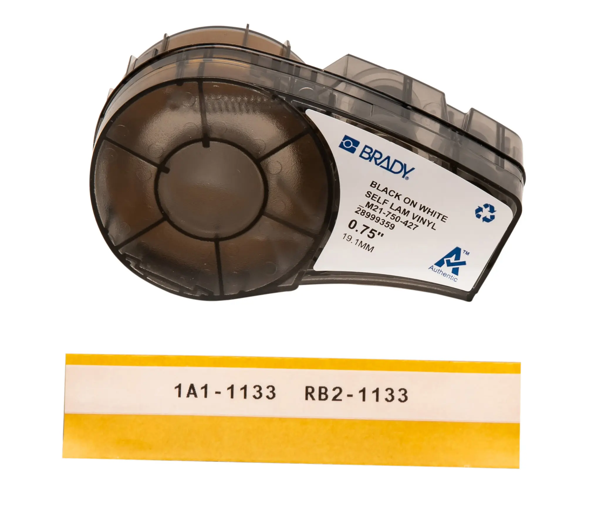Produktfoto 1 von Brady B-427 Beschriftungsband Schwarz für M210, M210-LAB, M211, BMP21-PLUS, BMP21-LAB, IDPAL, LABPAL auf Weiß,