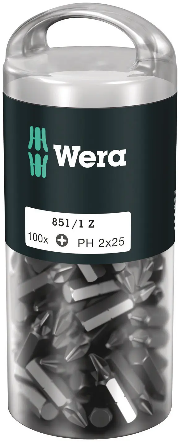 Wera 1/4 in PH2 Schraubbit, Sechskant Edelstahl, 100-teilig