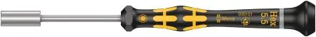 Produktfoto 1 von Wera ESD-Sicherheit 5.5 mm Sechskant Steckschlüssel-Handgriff Schließer (NO), Länge 157mm / Klinge 60 mm