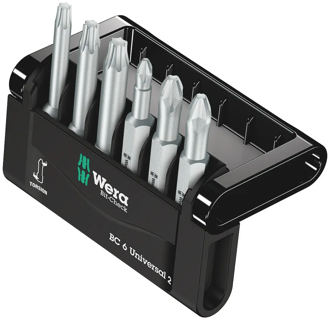 Wera Phillips, Innensechsrund, Pozidriv Sechskant, Diamant-Spitze 1/4 in PH2, PZ1, PZ2, T15, T20, T25, 6-teilig